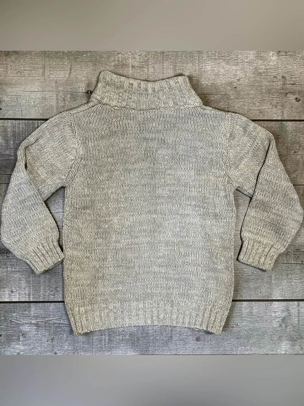 Carter’s Toddler Boy Gray Knit Mock Neck Sweater Sherpa Bear Size 5 Pullover